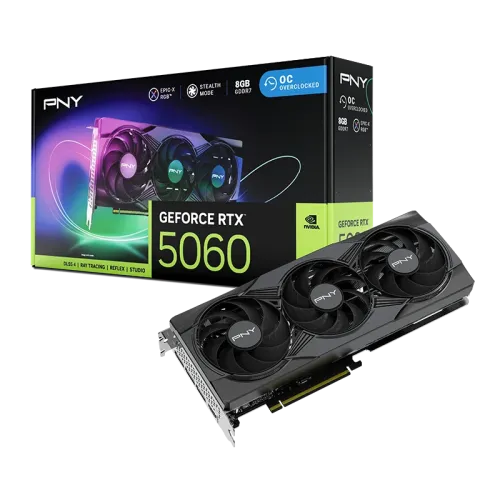 PNY GeForce RTX 5060 ARGB EPIC-X RGB Overclocked Triple Fan 550 Watts 8GB GDDR7 Graphics Card